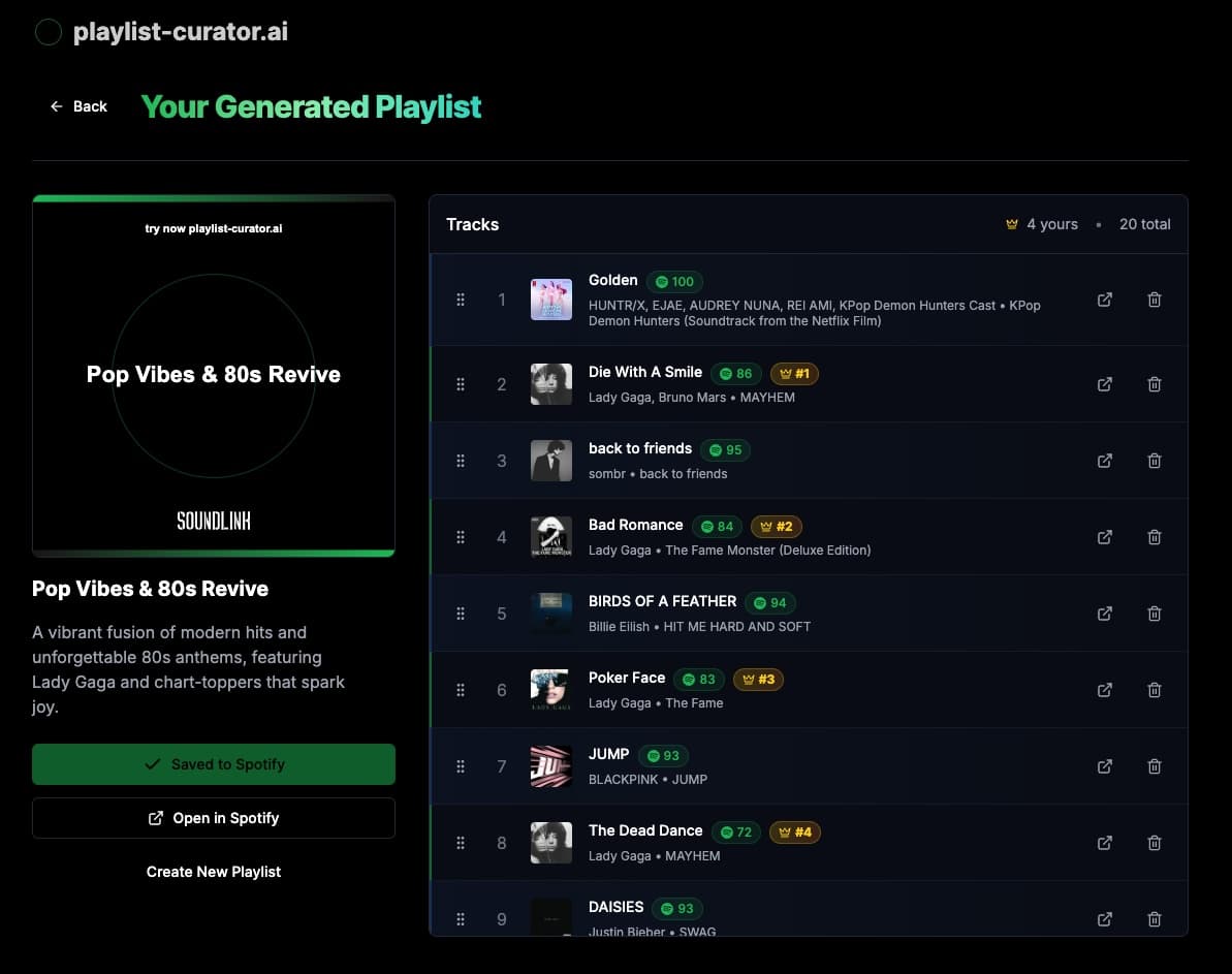 Playlist Curator beta visualization