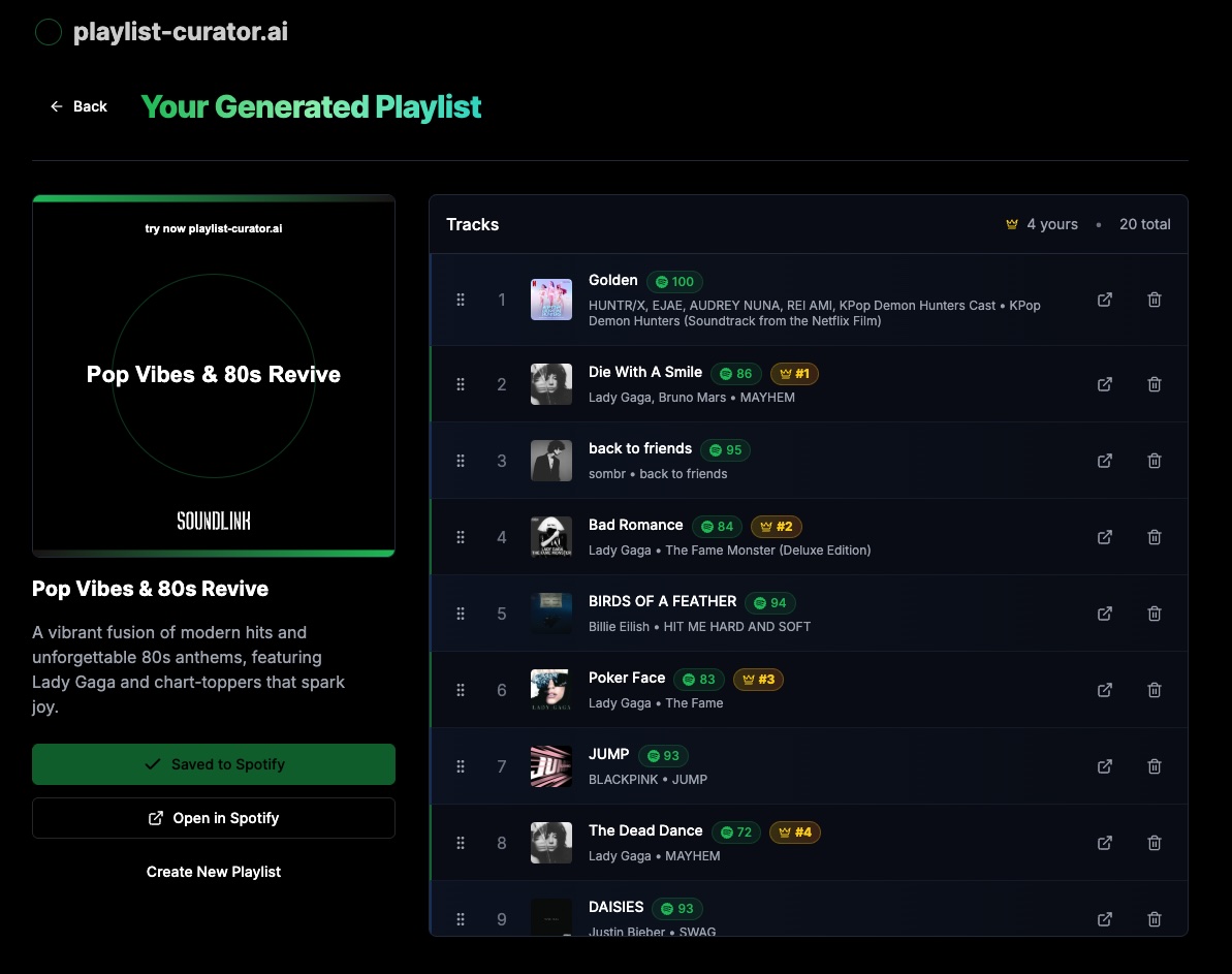 Playlist Curator beta visualization